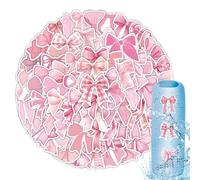 Autocollants à nœud papillon roses - autocollants esthétiques roses, autocollant de graffitis imperméable | Autocollants esthétiques mignons à nœud arc