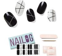 Autocollants À Ongle 20pcs Gel Vernis Adhésif Semi-Permanents Extra Long Finition Brillante Et Durable Nail Art Decal Strip Nail Stickers Pour Femmes Filles, B&w Composition