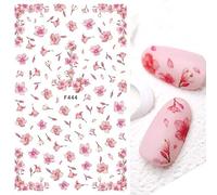 Autocollants À Ongle Décalcomanies À Ongles Lignes Géométriques Fleurs Cygne Aquarelle Fleurs Feuille Dos Colle Ongles Autocollants,F444