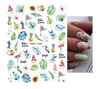 Autocollants À Ongle Nail Art Stickers Feuilles De Palmiers Tropicaux Fleurs De Frangipanier Flamingo Back Glue Nail Stickers,Han585