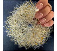 Autocollants à ongles, 30 feuilles Nail Art Stickers avec ligne d'or, étoile, feuille, lettre, sourire, décoration d'été, autocollants pour ongles, accessoires pour ongles, bricolage