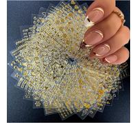 Autocollants À Ongles, 30 Feuilles Nail Art Stickers Avec Ligne D'or, Étoile, Feuille, Lettre, Sourire, Décoration D'été, Autocollants Pour Ongles, Accessoires Pour Ongles, Bricolage