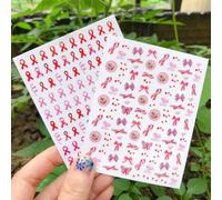 Autocollants À Ongles De Ruban Rose 2pcs Ribbon Nail Art Décalsification Du Cancer Du Sein De Sensibilisation À Conscience Des Autocollants Pour Santé Mammaire Des Femmes (2pcs)