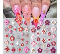 Autocollants à ongles en gel souple pour finition dégradée aurora flexible | Fleurs 3D réalistes, papillons, relief profond, pour 5D pour l'aspect, design accrocheur