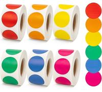 Autocollants à pois - 500 autocollants par rouleau, 6 rouleaux, 2,5 cm, idéal pour étiqueter, organiser et décorer