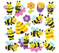 Autocollants abeilles en mousse que les enfants pourront utiliser pour décorer leurs collages, cartes et loisirs créatifs spécial été (Lot de 120)