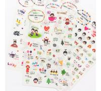 Autocollants Adhésifs Fille Et Garçon Heureux, Étiquette Décorative En Papier Pour Album Journal Intime, Décor Pour Compte À Main, 6 Feuilles