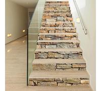 Autocollants adhésifs pour escalier 13 pièces 100x18 cm Imitation bois Autocollants pour escalier PVC Autocollants pour sol Motif bois Carreaux autocollants pour décoration de la maison Cuisine Salle