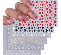 Autocollants Adhésifs Pour Ongles En Forme De Cœur D'amour Rouge 6 Feuilles Décorations Autocollants Artistiques Pour La Saint-valentin