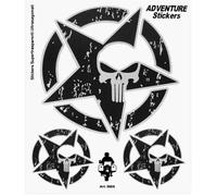 4R Quattroerre.it 9169 Kit Adventure Stickers Autocollants pour Moto Top Case Étoile Punisher Crâne, 20 x 24 cm