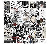 Autocollants aesthetic noir blanc vintage mode grunge pour carnet ordinateur gourde pack stickers gommettes decals vinylaufkleber style collage journal scrapbooking ado cadeau