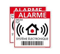 Autocollants Alarme - Lot de 2 Adhésifs Alarme - Système Électronique - Intervention 24h/24-7j/7-100 x 100 mm
