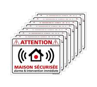 Autocollants Alarme Lot de 8 Stickers Alarme Sécurité Protection Vidéosurveillance 8 x 6 cm résistants UV et Pluie -