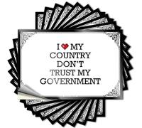 Autocollants amusants pour pare-chocs avec inscription « I Love My Country Don'T Trust Government » (12 x 18 cm)
