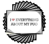 Autocollants amusants pour voiture avec inscription « I Love Everything About My Pug » - Accessoires de bar - Autocollants pour caverne d'homme (6 x 9 cm)