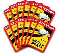 Autocollants Angles morts poids lourd officiel - Lots de 3 à 48 - GARANTIE 8 ANS - Anti-UV - Anti Rayure - Qualité prémium - Très haute résistance - Stickers Attention angle mort camion - 17 x 25 cm