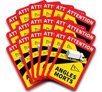 Autocollants Angles morts poids lourd officiel - Lots de 3 à 48 - GARANTIE 8 ANS - Anti-UV - Anti Rayure - Qualité prémium - Très haute résistance - Stickers Attention angle mort camion - 17 x 25 cm