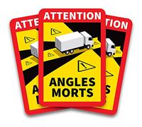 Autocollants Angles morts poids lourd officiel - Lots de 3 à 48 - GARANTIE 8 ANS - Anti-UV - Anti Rayure - Qualité prémium - Très haute résistance - Stickers Attention angle mort camion - 17 x 25 cm
