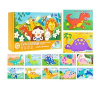 Autocollants Animaux 3D - 12 Pièces Jouets Éducatifs Amusants Style Cartoon - Puzzles Animaux en Mousse pour | pour Décoration Maison École Fête Projet Artistique Bureau Loisir Activité Familiale