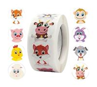 Autocollants animaux en rouleau, 500 autocollants d'animaux terrestres, Autocollants d'animaux pour les cadeaux d', autocollants d'étiquettes cadeaux, chacun mesure 2,5 cm de diamètre.