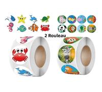 Autocollants Animaux - Non spécifié - 2 rouleaux - 1000 feuilles - 2,5 cm de diamètre - Mixte