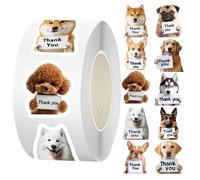 Autocollants Animaux | Rouleau De 500 Autocollants Esthétiques Decal Merci, Pour Gourdes Animaux Jeunes | Pour Garçons Filles Ados Adultes Étudiants Enseignants École