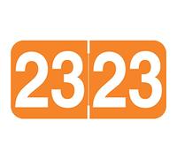 Autocollants année 2023, texte de médecin, code couleur orange, style Ames/TAB, étiquettes pour l'année de fabrication des États-Unis, pour dossiers à onglets d'extrémité, 500/rouleau, 1 rouleau, 1