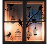 Autocollants anti-collision pour fenêtre et porte en verre pour protéger et sauver les coups d'oiseaux (autocollants oiseaux noirs)