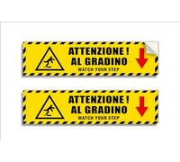 Autocollants attention à la marche, en italien et en anglais, panneau en vinyle souple, mesure 20 x 5 cm, pictogramme sécurité danger chute, stratifié anti-rayures, anti-UV, imperméable lavable, 2
