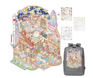 Autocollants, autocollants de scène,Autocollant du musée des sciences du dessin animé Autocollants mignons - Autocollants de maison faits à la main pour le Nouvel An chinois, la Saint-Valentin e