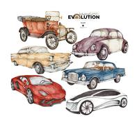 Autocollants bébé Dekornik History Of Cars/Industrial Evolution Jaune 95x85 cm