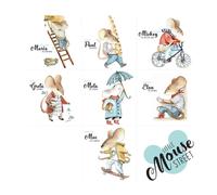 Autocollants bébé Dekornik Little Mouse Street Set Bleu 32x32 cm