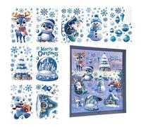 Autocollants Bonhomme de Neige d'Hiver | 12 Modèles Mignons De Décoration De Père Noël En Dessin Animé - Autocollants A Theme De Noel,Pour L'École, La Chambre, Le Bureau, Le Salon, Les Anniversaires,