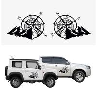 Autocollants Boussole Monde Rose Des Vents Pack De 2 Unités 27x19 Cm Autocollant Camping Car Résiste La Pluie Et Soleil Autocollants Voiture, Moto, Van