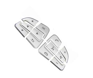 Autocollants Boutons Compatible Avec Benz Pour CLS 2014-2017 Autocollants Bouton Intérieur Garniture Couverture Volant Voiture Ensemble D'autocollants Décoration Intérieure(Silver)
