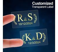 Autocollants carrés transparents personnalisés avec feuille d'or premium - parfaits pour rehausser la décoration de mariage, les annonces de fiançailles ou les faveurs de fête exclusives - personnalis