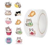 Autocollants Chat Mignons,500 Feuilles/Rouleau Autocollants Mignons Décor - Décoration Pour École Et Scrapbook | Pour Salle De Classe Fête Bureau Carnet Ordinateur Portable Bouteille D'Eau