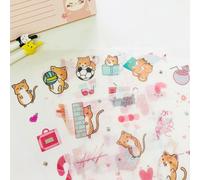 Autocollants Chat Orange Petit Temps Heureux, Étiquette Scrapbooking, Papeterie Décorative, Pour Album Journal Intime, Diy Bricolage, 6 Pièces/Paquet