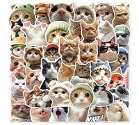 Autocollants Chats | Stickers Chatons Drôles | 50 Stickers pour Bouteilles Valise Carnet Guitare Ordinateur Décalcomanies Déco Esthétique Scrapbook