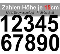 Autocollants chiffres, hauteur par chiffre, 15 cm, lot au choix entre 10 et 100 pièces, résistant aux UV et à l'eau de mer, pour toutes les surfaces, voiture, moto, poubelle, boîte aux lettres