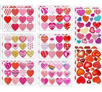 Autocollants Coeur d'amour, 16 Feuilles Valentin Sticker, Autocollants en Forme de Cœur, Autocollant Valentin, Valentins Autocollant Décoration, pour Noël Mariage Cadeau ou Enveloppe