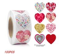 Autocollants Coeur Rouge 1 Pouce,50 À 500 Pièces,Pour La Saint-Valentin,Emballage De Pâtisserie,Sceaux D'Enveloppe,Autocollant Décoratif D'Amour.C-100Pcs.