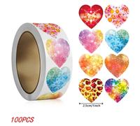 Autocollants Coeur Rouge 1 Pouce,50 À 500 Pièces,Pour La Saint-Valentin,Emballage De Pâtisserie,Sceaux D'Enveloppe,Autocollant Décoratif D'Amour.D-100Pcs.