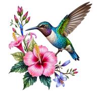 Autocollants Colibri et Fleur pour Voiture 14 cm, Lot de 2 Stickers Vinyle Waterproof pour Pare-chocs Moto SUV Véhicule Laptop Valise Porte Réfrigérateur