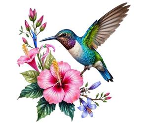 Autocollants Colibri et Fleur pour Voiture 14 cm, Lot de 2 Stickers Vinyle Waterproof pour Pare-chocs Moto SUV Véhicule Laptop Valise Porte Réfrigérateur