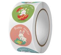 Autocollants Colorful EasterStickers - 2.17x2.17x1.18in Bunny and Holiday Themed Sticker Roll | Happy EasterDecorative Stickers For Crafts, Party Decorations, Enveloppe Seals, Scrapbooking, Gift Tags