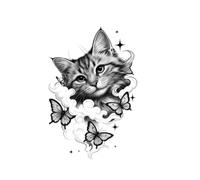 Autocollants Corporels Autocollant De Tatouage Temporaire Pour Bras De Papillon De Chat, Patch De Tatouage Étanche Pour Hommes Et Femmes