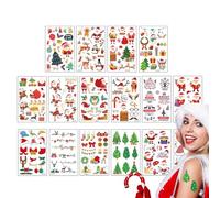 Autocollants corporels de Noël, décalcomanies corporelles pour femmes, 16 feuilles d'autocollants de d'eau imperméables pour le corps, Autocollants élégants et amusants avec impression de corps, pour