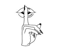 Autocollants Corporels "Shh" Geste Silencieux + Lèvres Mystérieuses, Patch De Tatouage, Durable, Étanche, 1 À 2 Semaines