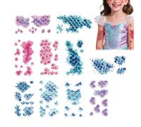 Autocollants Corps Imperméables - 10 Pièces Décorations Cuir Écailles De Poisson | Autocollants Visage Paillettes Imperméables Avec Effet Écailles Brillantes - Pour Spectacles Cosplay Accessoire Photo